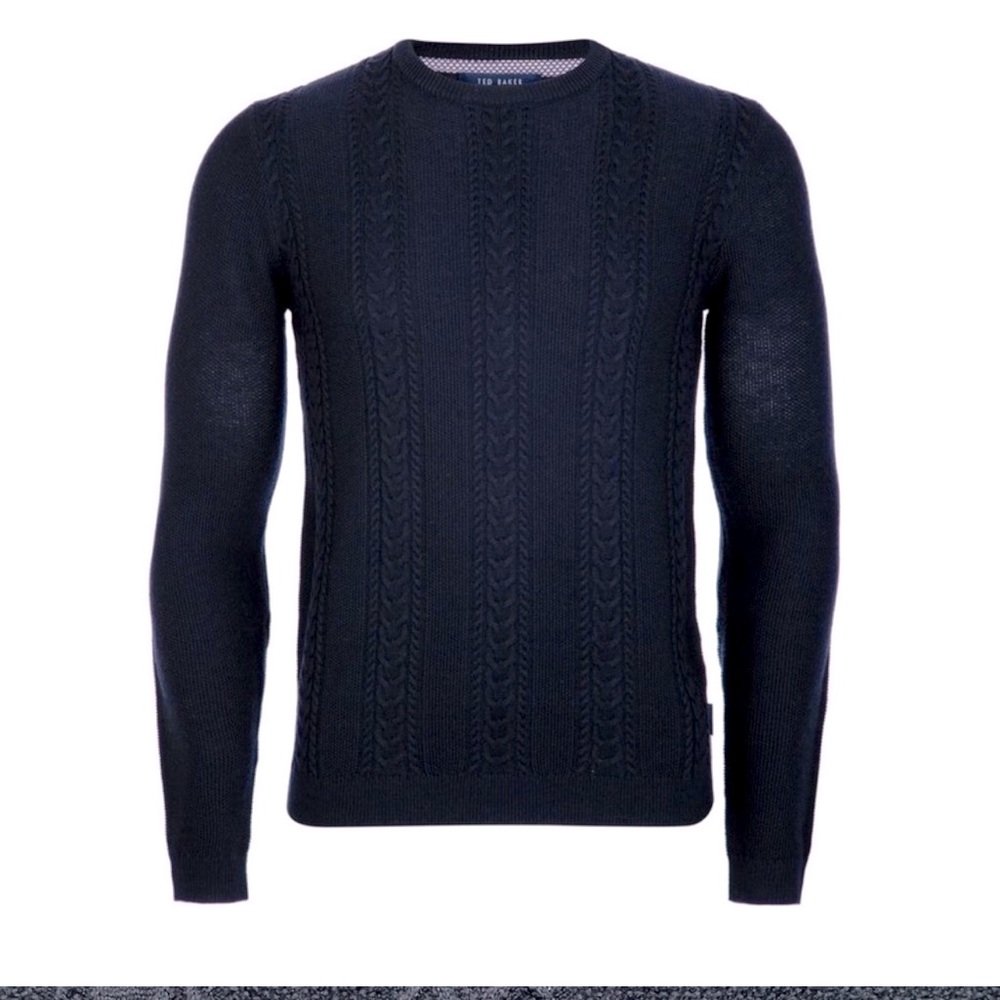 Ted Baker Coppul Wool Blend Cable Knit Pull Over Sweater 4 Large